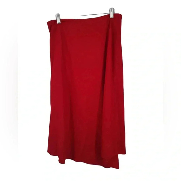 Vince NWT Women's Red Asymmetrical Drape Side Zip A Line Skirt Size 8 - Picture 2 of 11